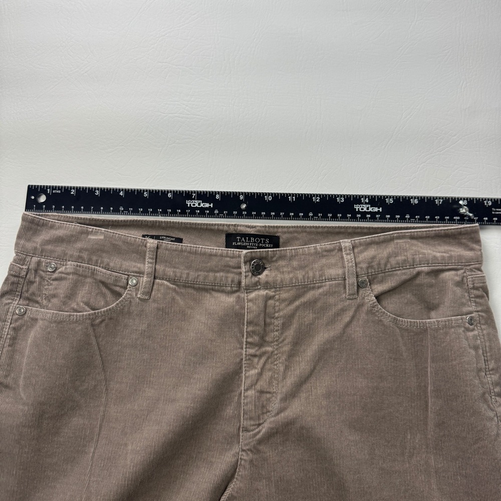 Talbots Flawless Five-Pocket Corduroy Pants Taupe Brown Straight Curvy 16 Petite - Picture 10 of 12